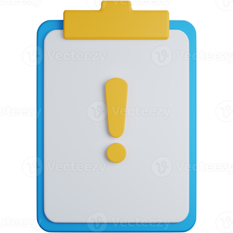 3d rendering problematic task with an exclamation point isolated png