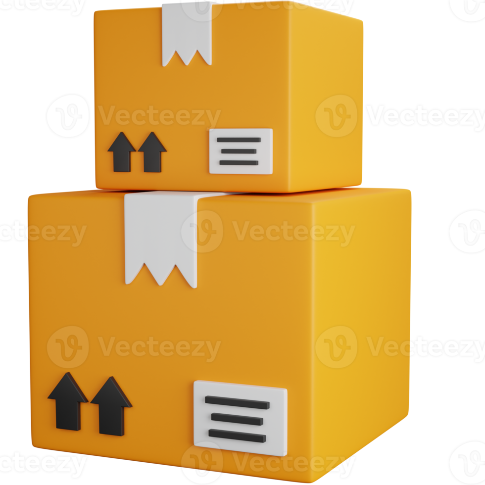 3d rendering two shipping boxes isolated png