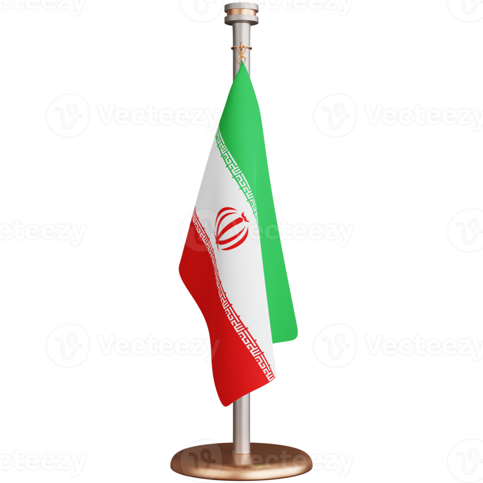 rendu 3d du mât de drapeau iranien isolé png