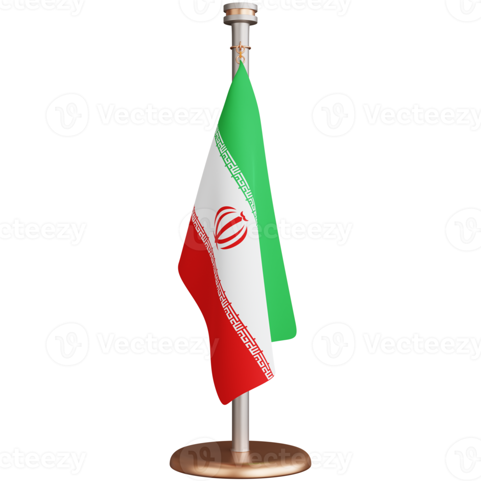 Representación 3D del asta de la bandera de Irán aislado png