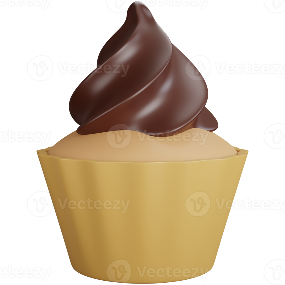 3d rendering chocolate cupcakes isolated png