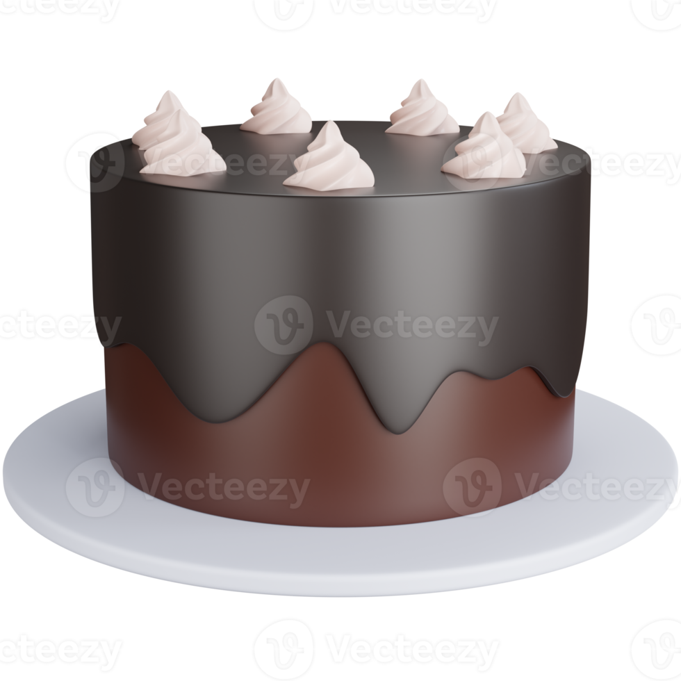 Gâteau au chocolat appétissant rendu 3d isolé png