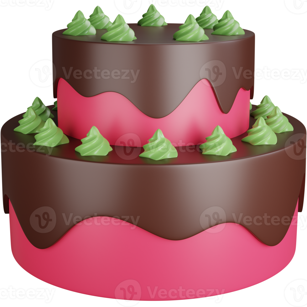 3D rendering delicioso pastel de fresas aislado png