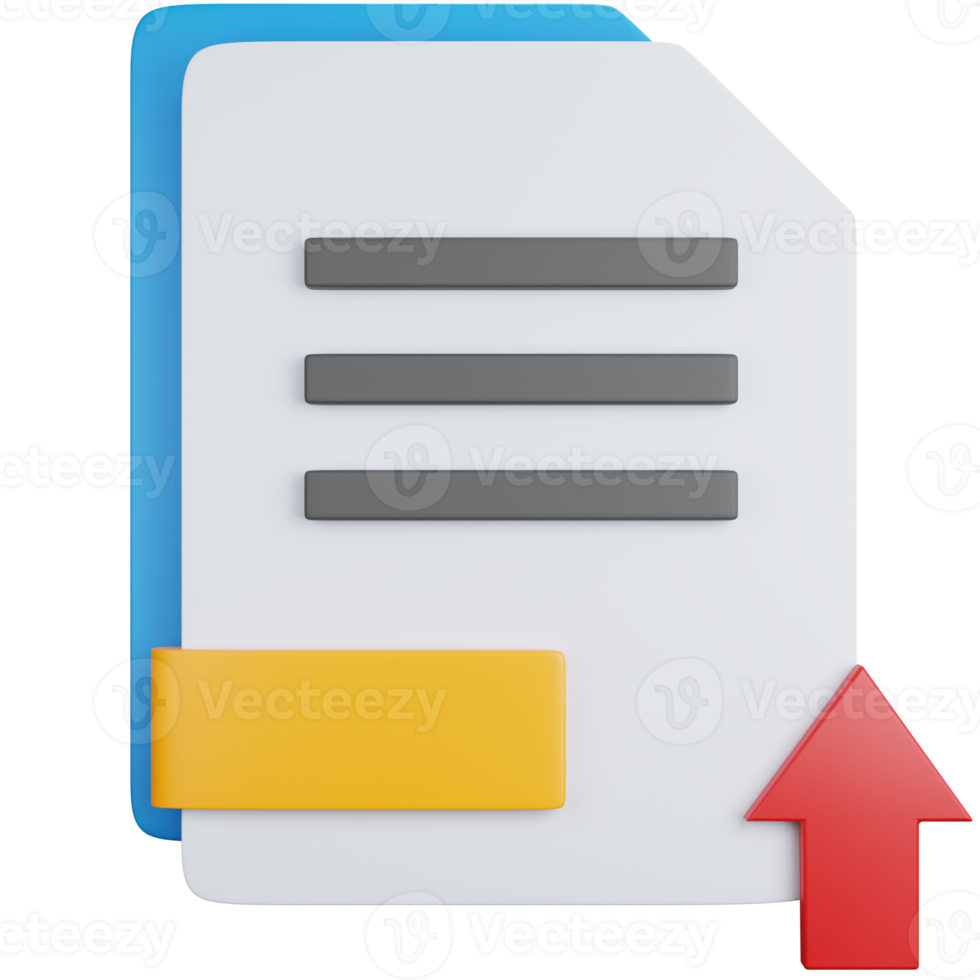 3d rendering upload file with the down arrow isolated png
