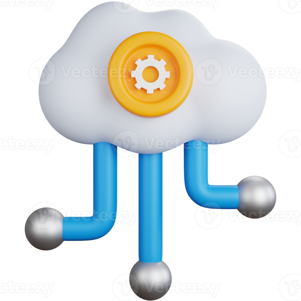 Connexion cloud de gestion du rendu 3d isolée png