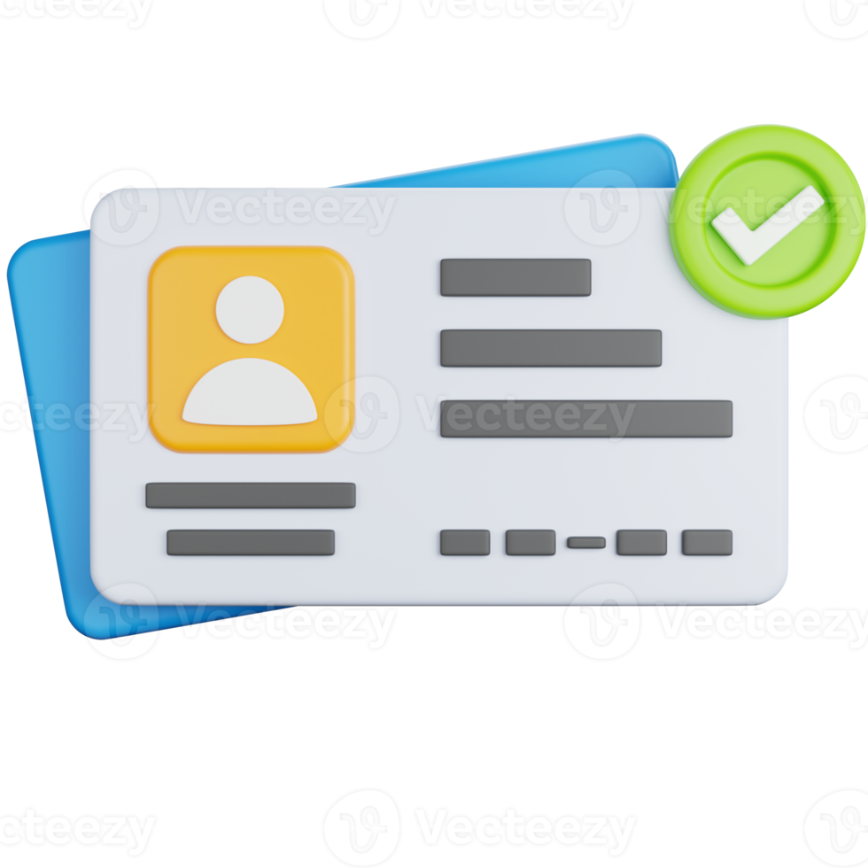 3d rendering Identity card verified isolated png