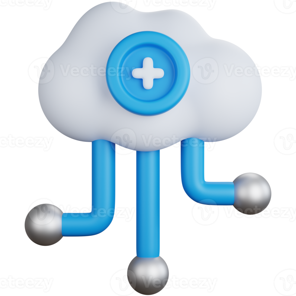 3d rendering add cloud connection isolated png