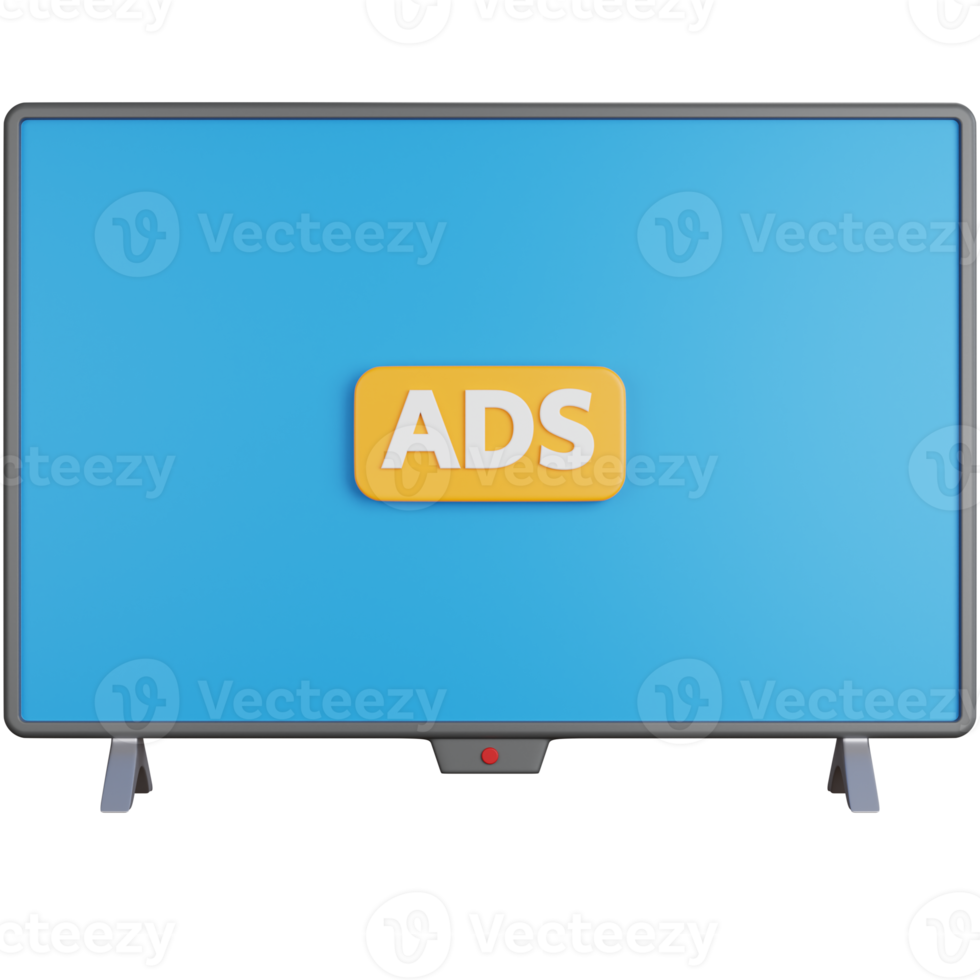 3d rendering ads with tv led isolated png