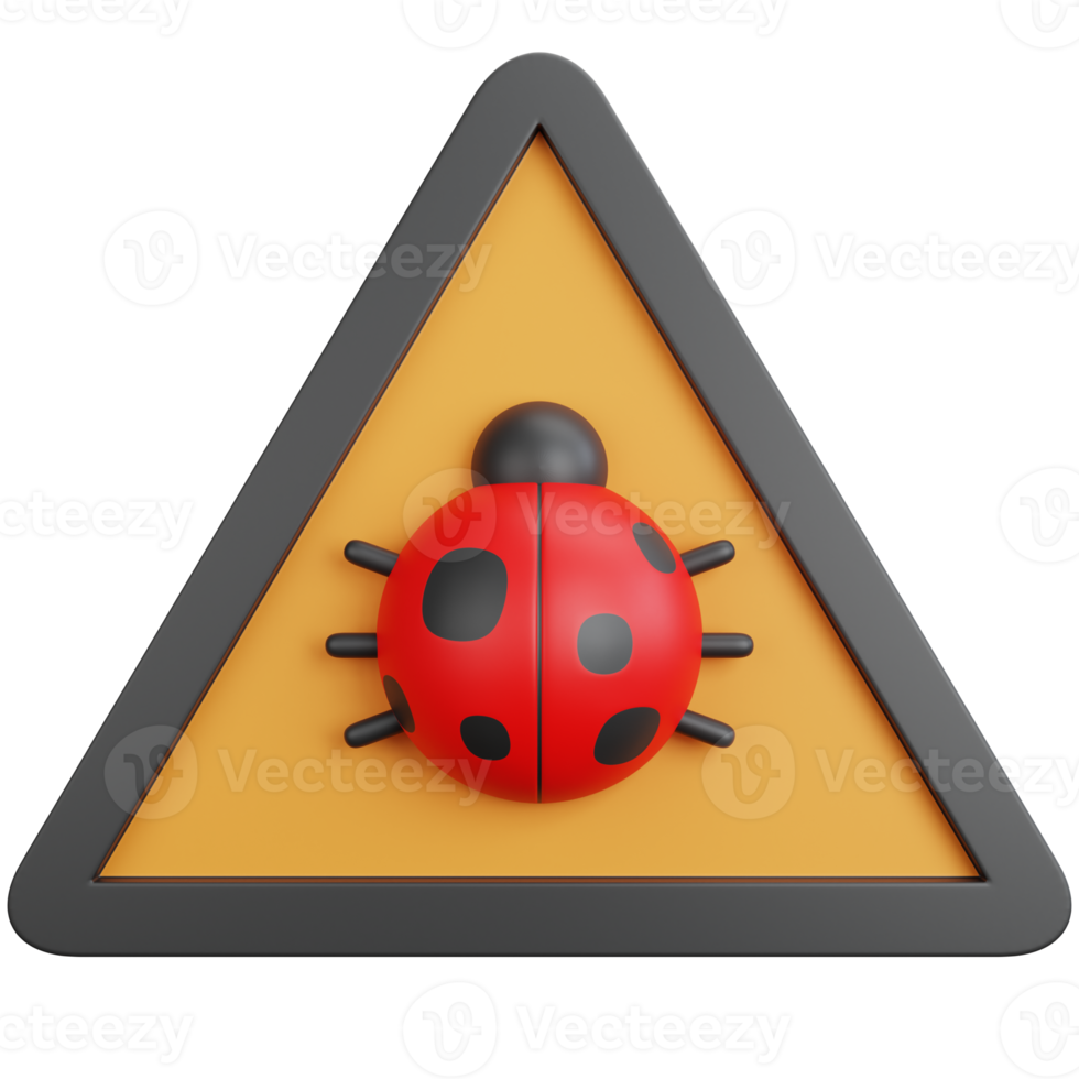 3d interpretazione insetto avvertimento isolato png