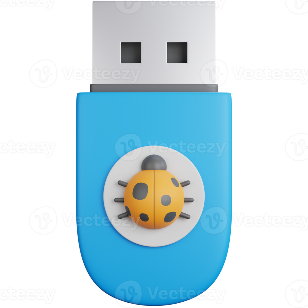 Lecteur flash de rendu 3d infecté par des logiciels malveillants isolés png