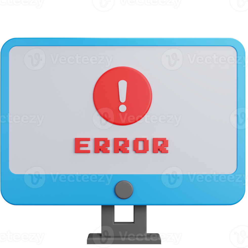 computadora de error de renderizado 3d aislada png