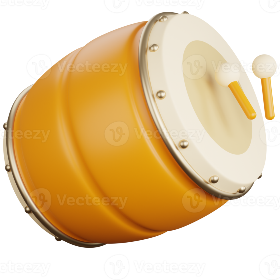 3D-Rendering-Trommel mit Stöcken isoliert png