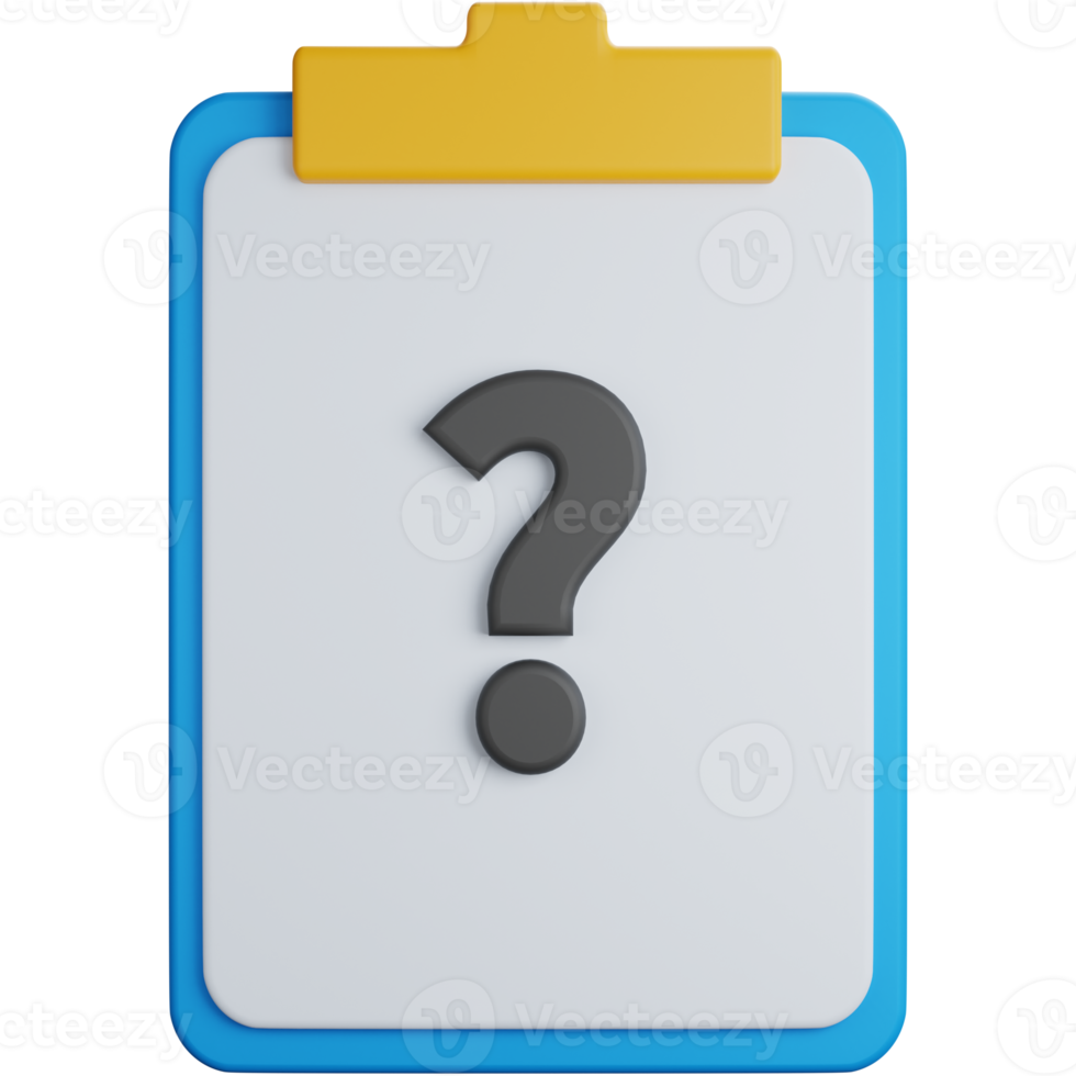 3d rendering task list with question mark isolated png