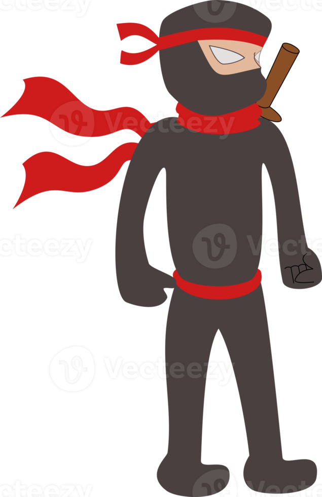 ilustração de desenho de garoto ninja em pé png