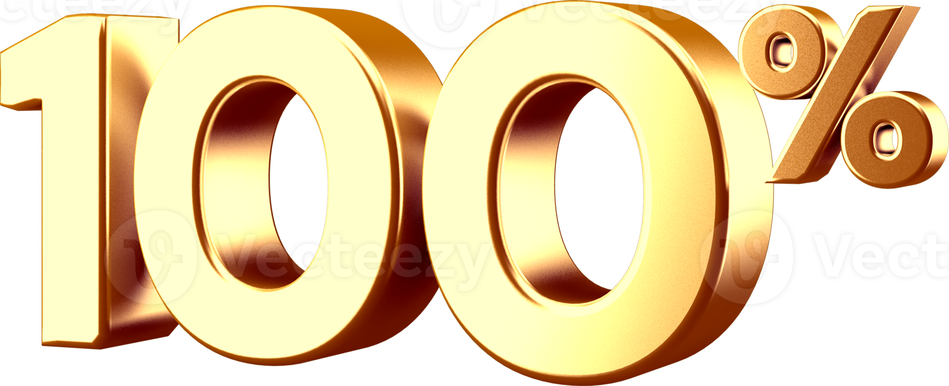 3D Golden One hundred Percent Number png