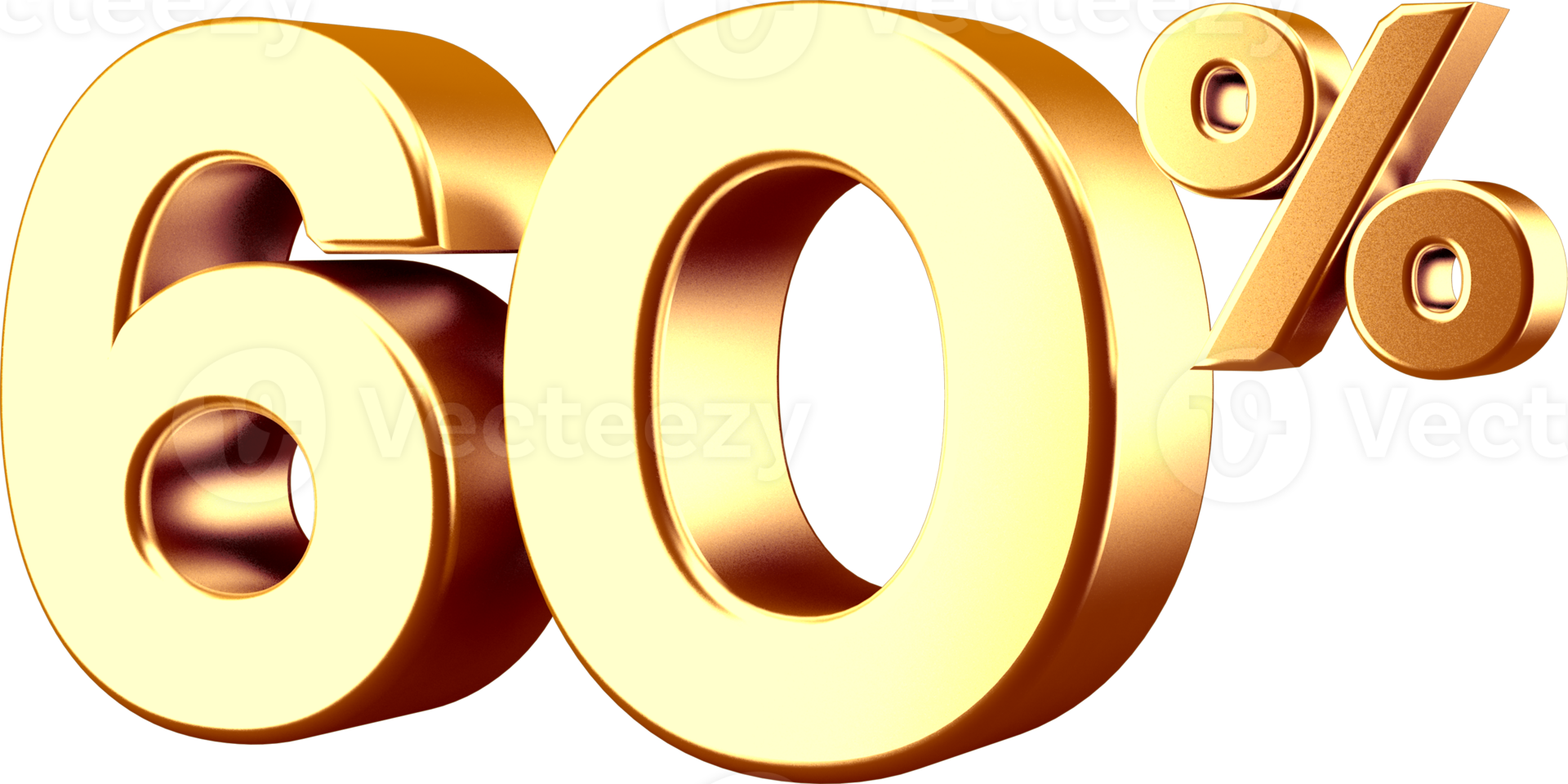 3D Golden Sixty Percent Number png