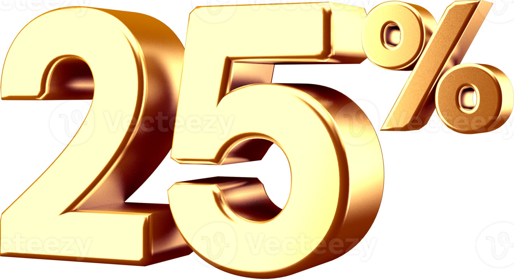 3D Golden Twenty five Percent Number png