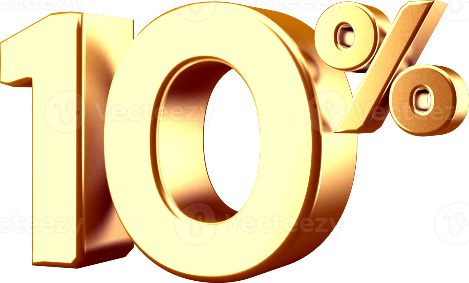 3D Golden Ten Percent Number png