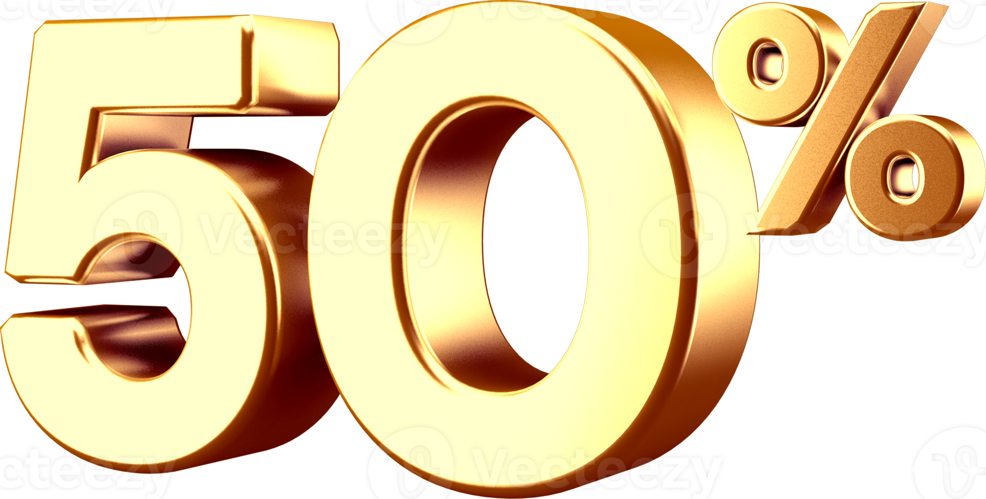 3d Golden Fifty Percent Number 18250080 Png