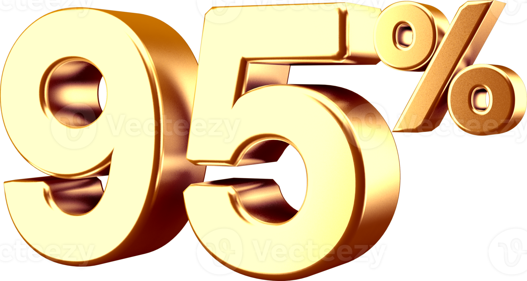 3D Golden Ninety five Percent Number png