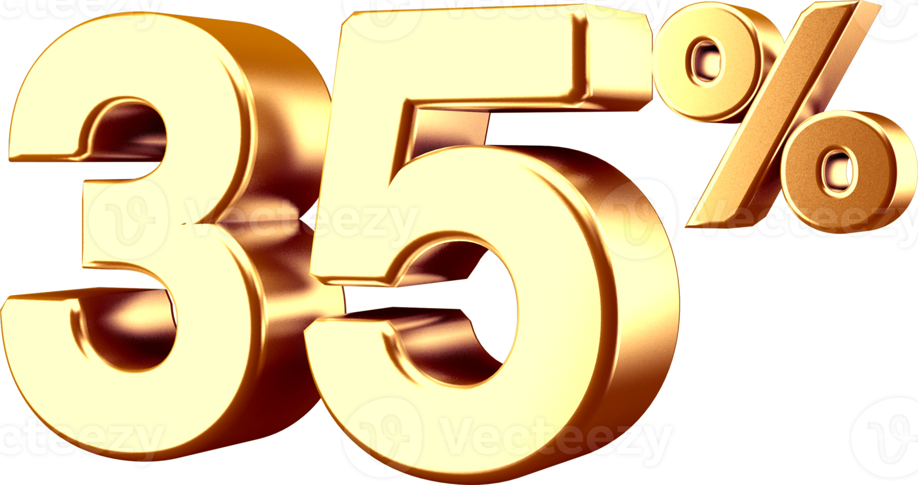 3D Golden Thirty five Percent Number png