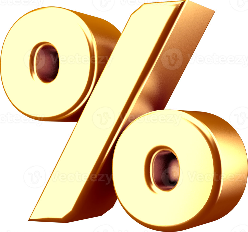 3D Golden Percent Icon png