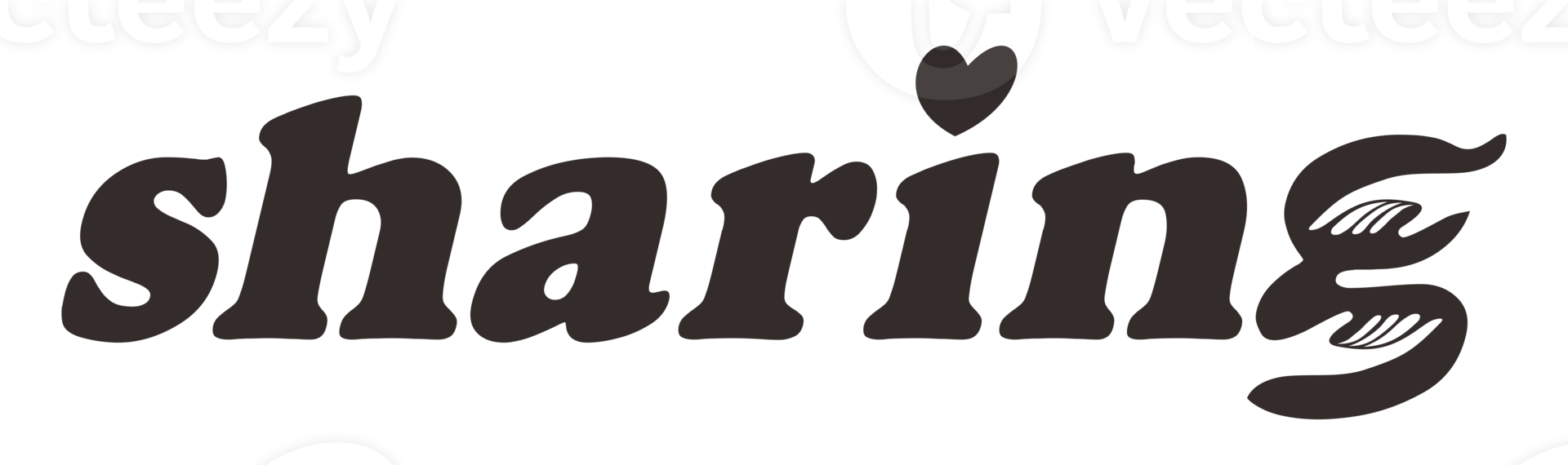 Sharing Text Illustration. Letter Expression for Logo, Poster or Graphic Design Element. Format PNG