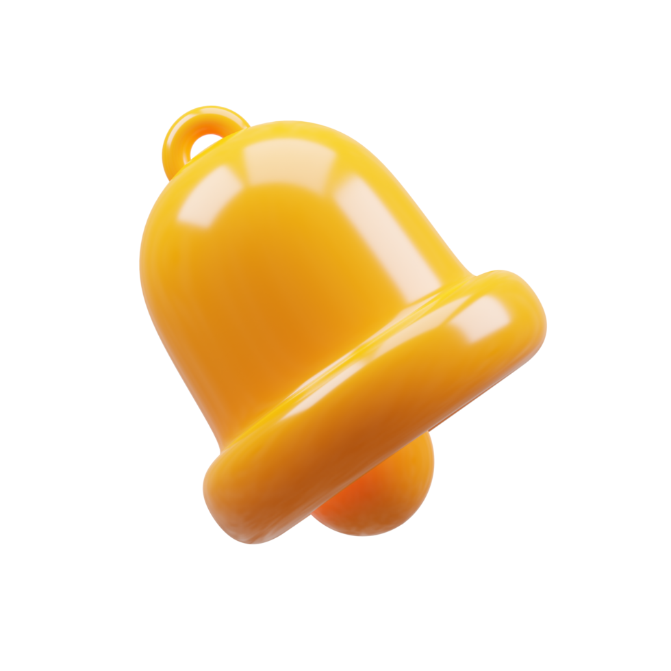 3D Rendering golden notification bell png