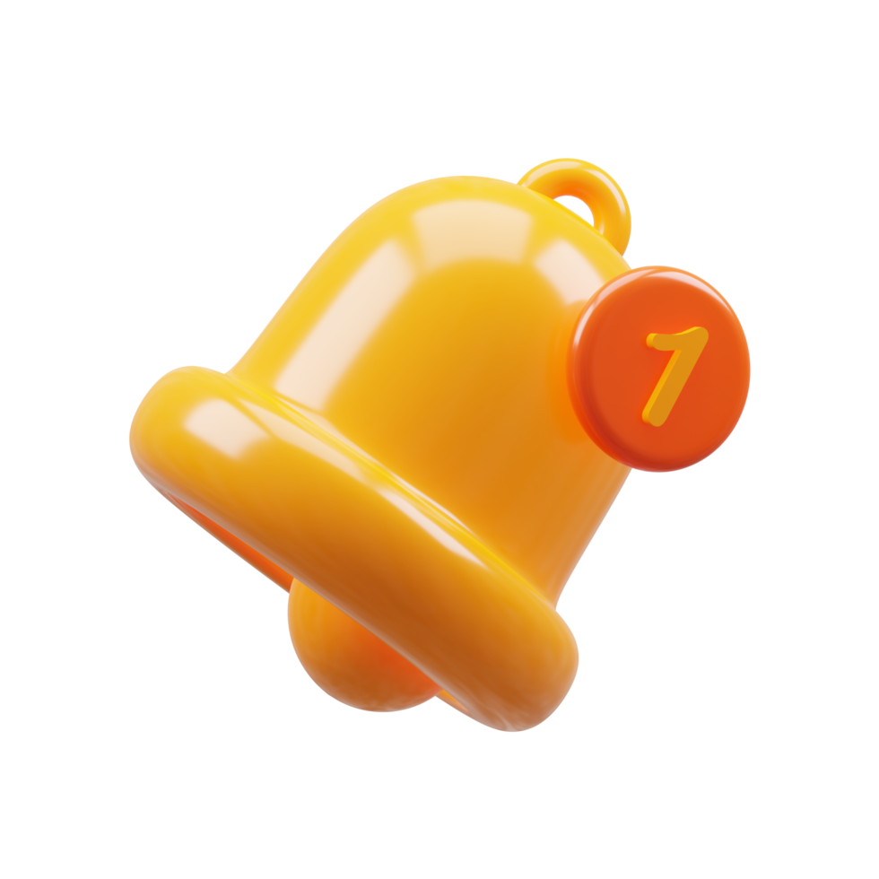 3D Rendering golden notification bell png