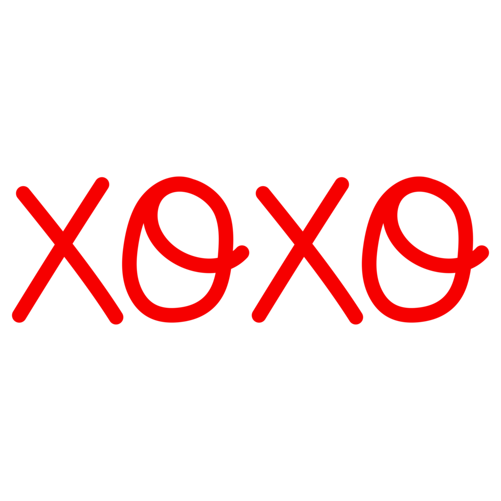 Hand drawn XOXO lettering on Transparent Background png