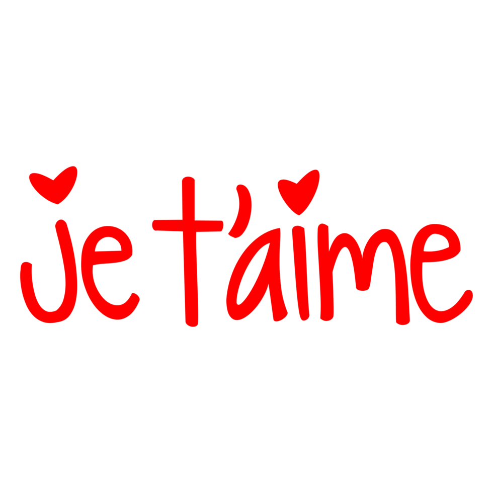 I love you lettering in French on Transparent Background png