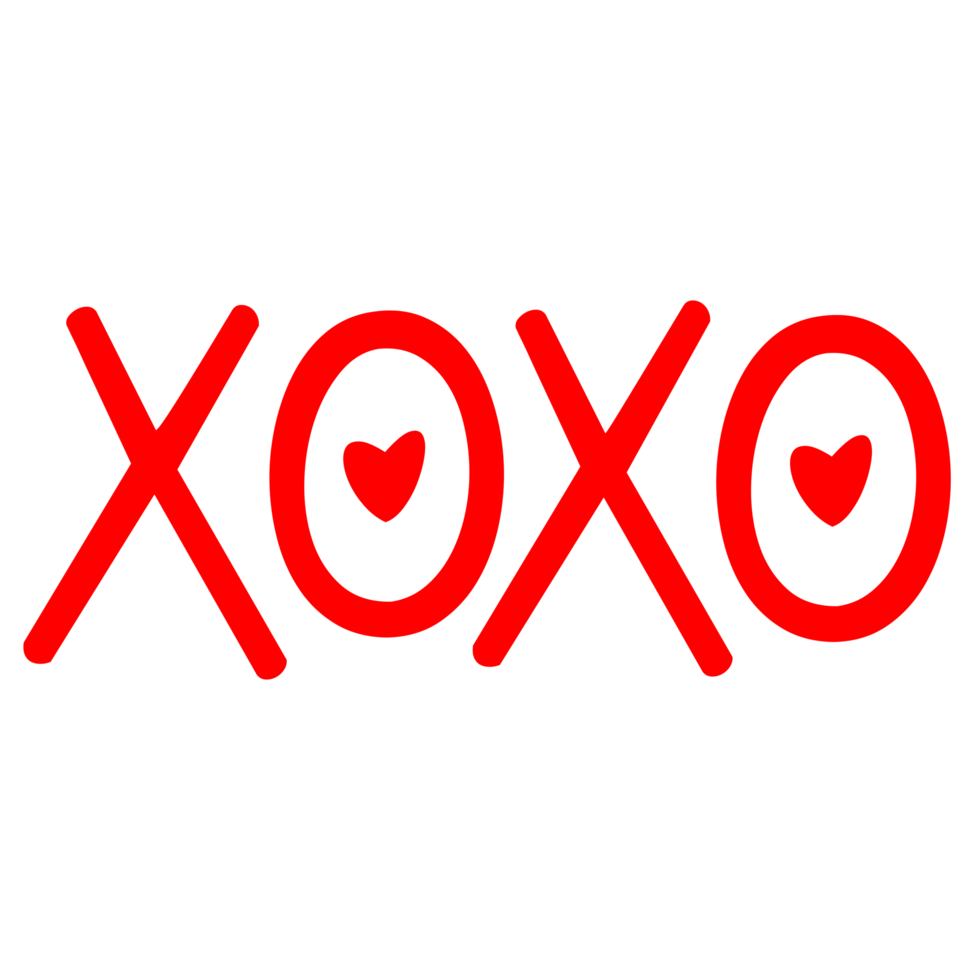 XOXO Lettering Text on Transparent Background png