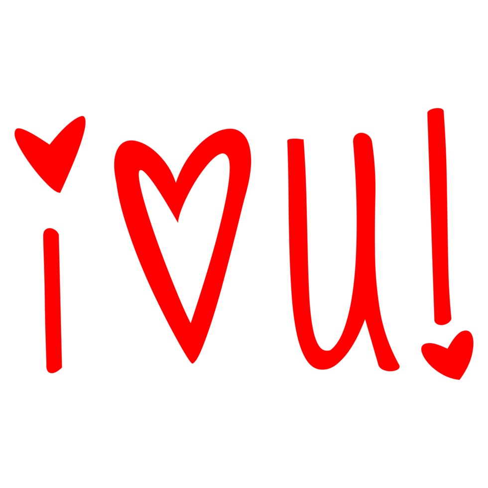 I Love You lettering initials on Transparent Background png