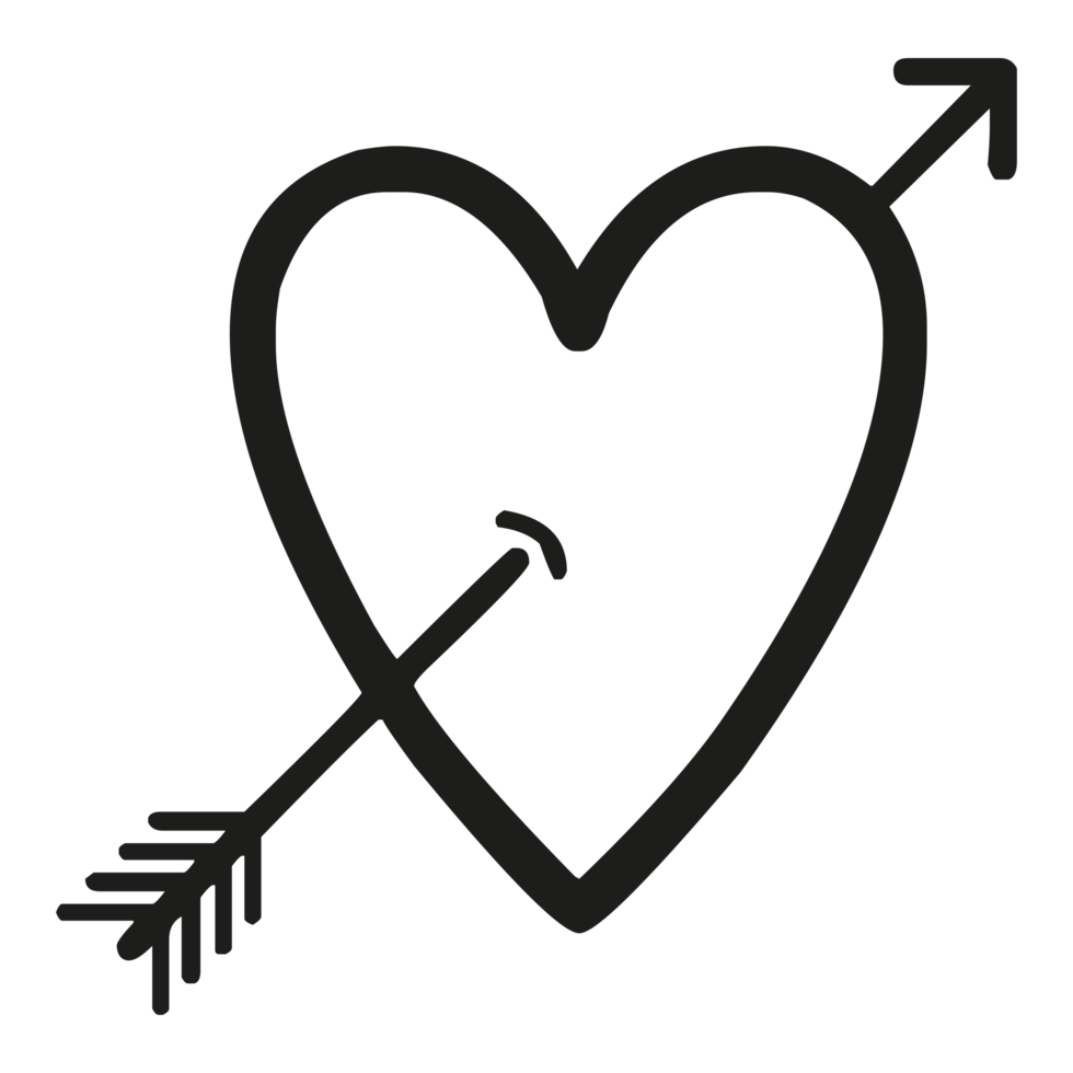 Hand drawn heart with arrow on Transparent Background png