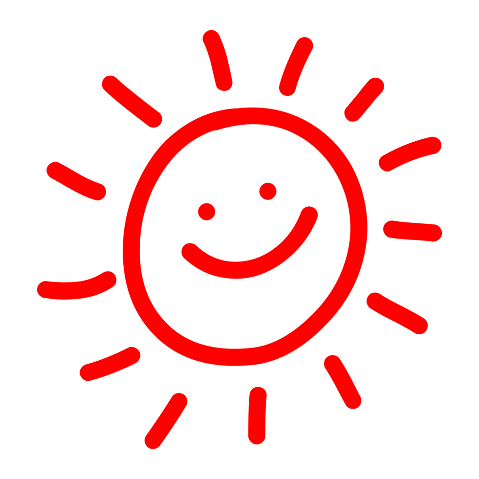 Hand drawn sun Doodle on Transparent Background png