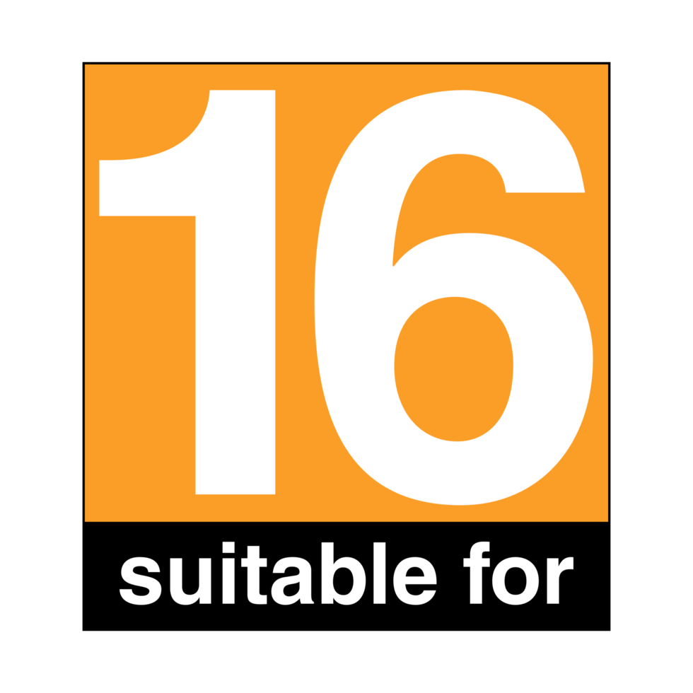 Age rating sign over 16 on Transparent Background png