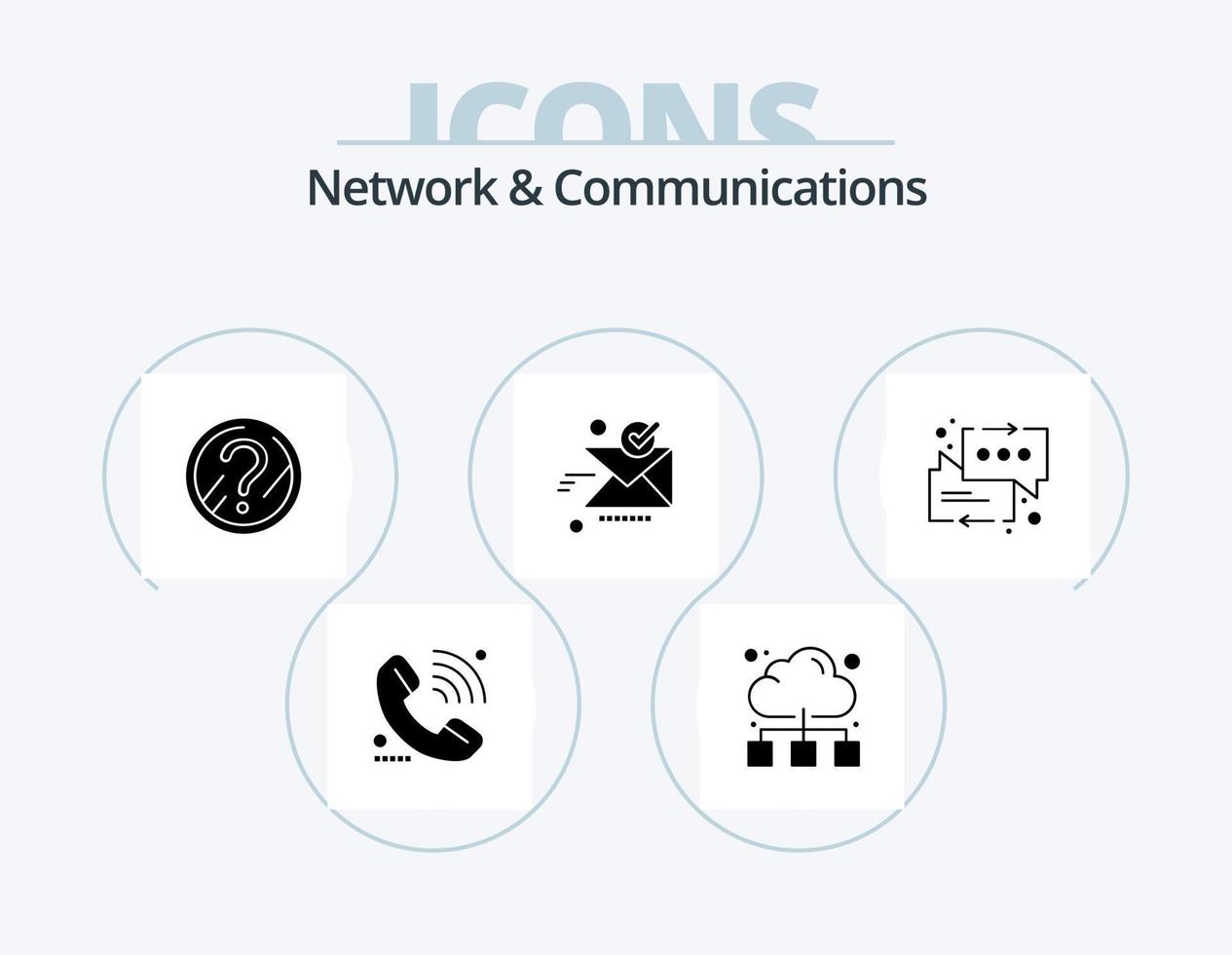 paquete de iconos de glifo de red y comunicaciones 5 diseño de iconos. bueno. enviado. Internet. enviar. solución vector
