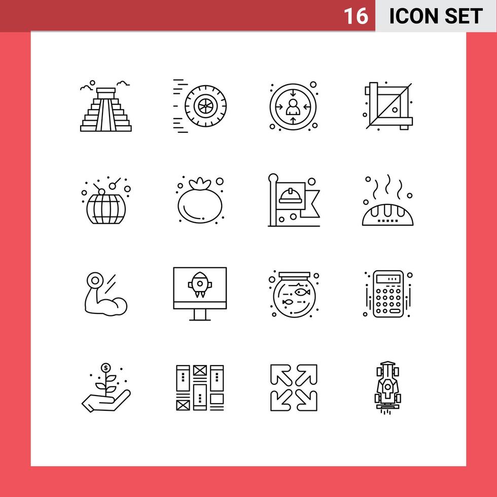 Set of 16 Commercial Outlines pack for chinese new year asian customer graphic crop tool Editable Vector Design Elements