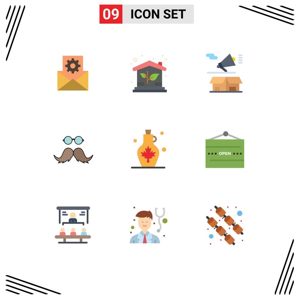 9 Creative Icons Modern Signs and Symbols of men movember marketing hipster open Editable Vector Design Elements