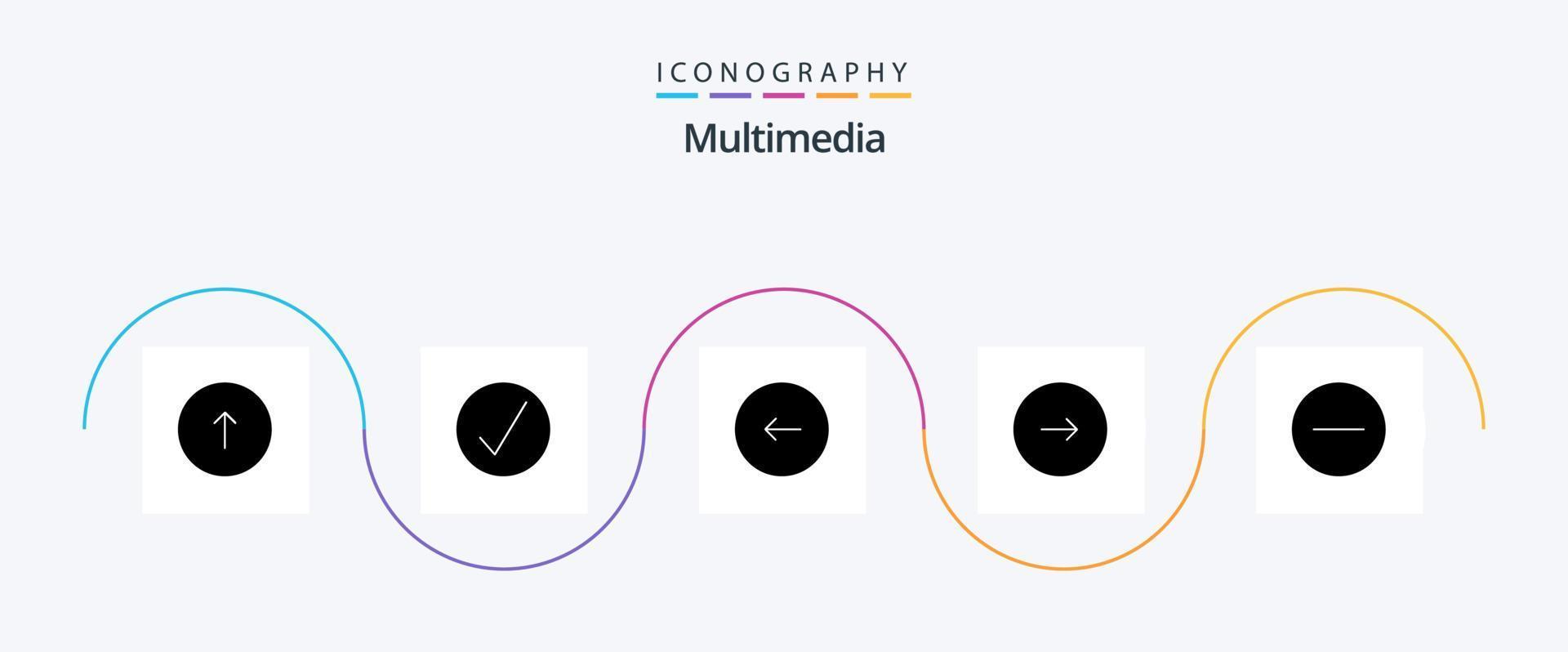 Multimedia Glyph 5 Icon Pack Including music. forward. multimedia. control. play vector