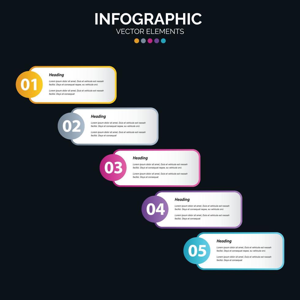 Diagrama de infografía de 5 opciones Informe anual Diseño web Concepto de negocio Pasos o procesos vector
