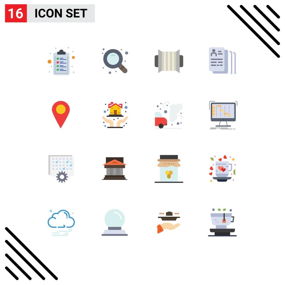 paquete de iconos de vectores de stock de 16 signos y símbolos de línea para el trabajo de mapa de instrumentos de ubicación manual paquete editable de elementos creativos de diseño de vectores