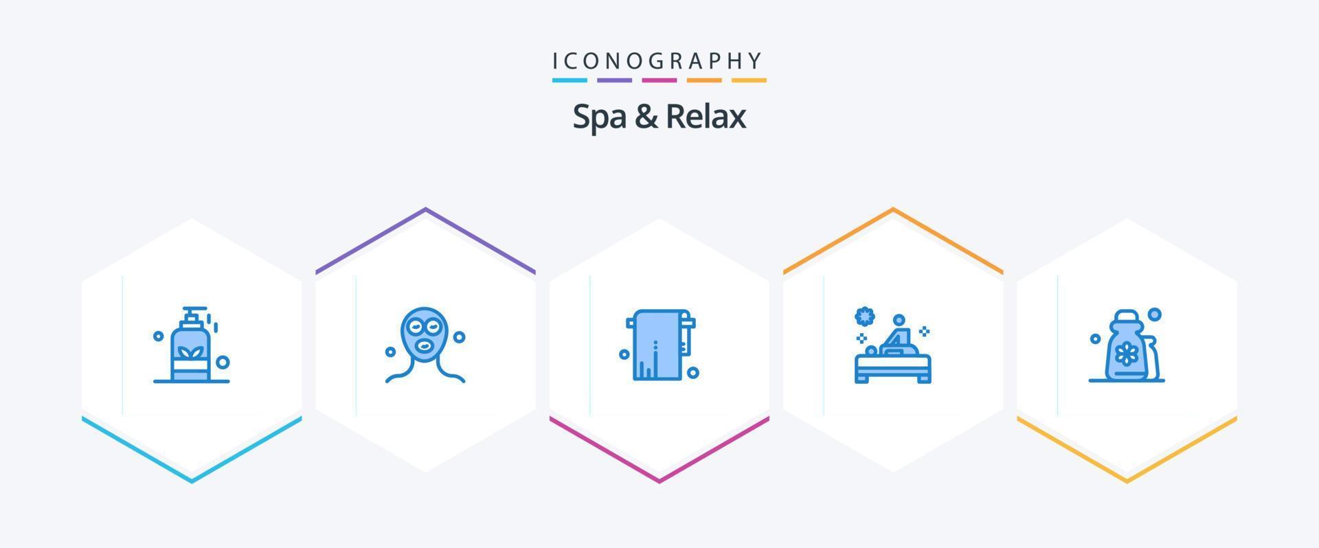 Spa And Relax 25 Blue icon pack including beauty. table. relaxation. spa. towel vector