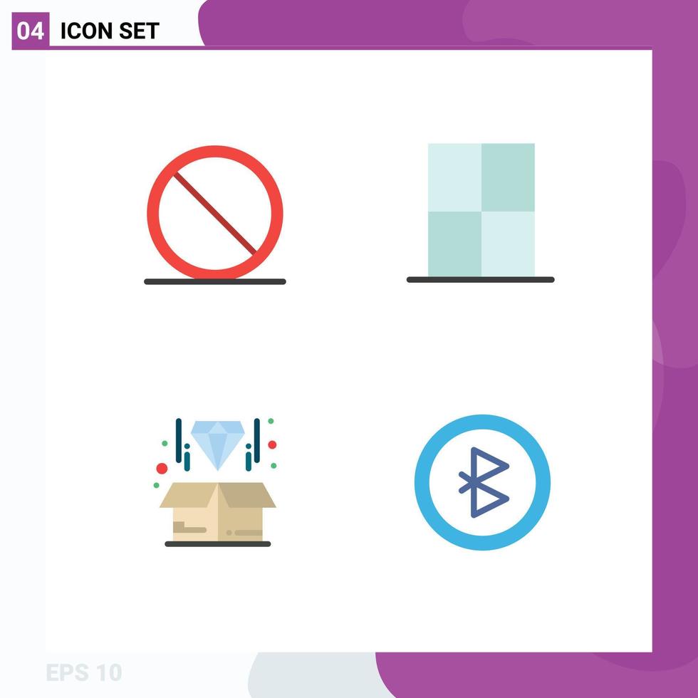 Pack of 4 Modern Flat Icons Signs and Symbols for Web Print Media such as block box stop interior diamond Editable Vector Design Elements