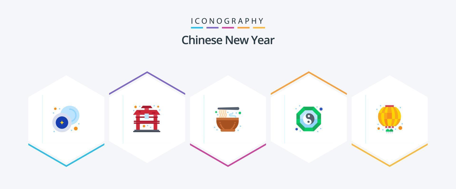 año nuevo chino 25 paquete de iconos planos que incluye china. yang chino. Shui. tradicional vector