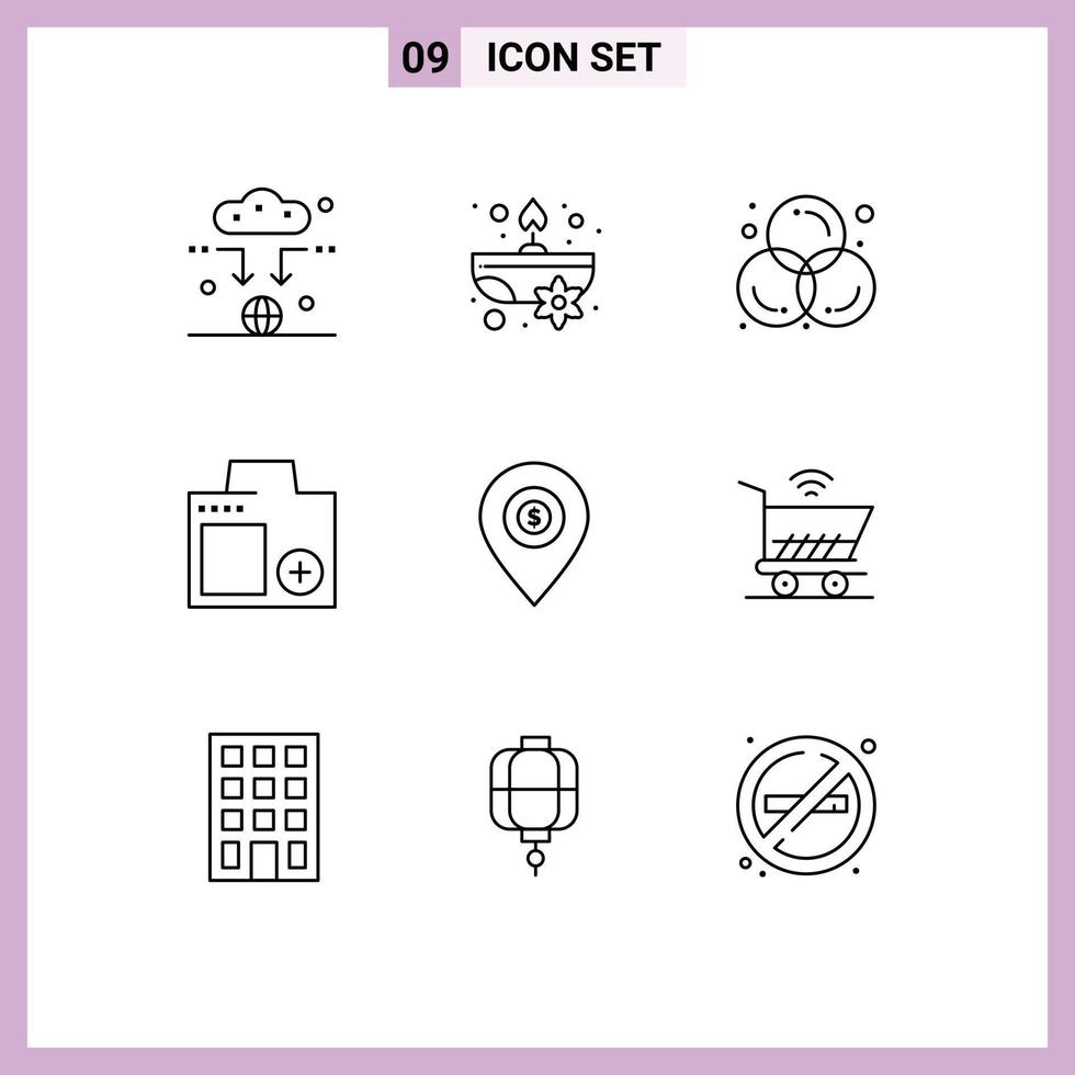 9 Thematic Vector Outlines and Editable Symbols of photograph digital art devices graphic Editable Vector Design Elements