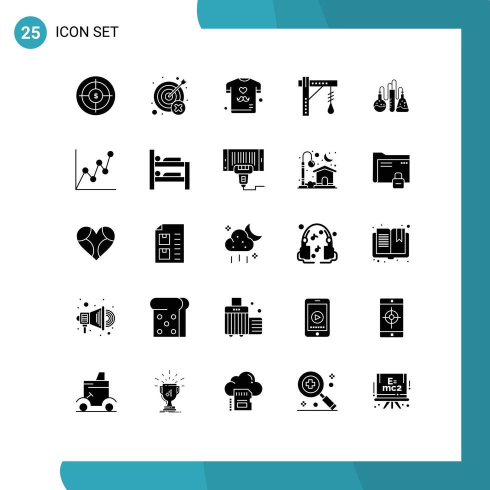Pack of 25 Modern Solid Glyphs Signs and Symbols for Web Print Media such as halloween bulb target brightness fathers day Editable Vector Design Elements