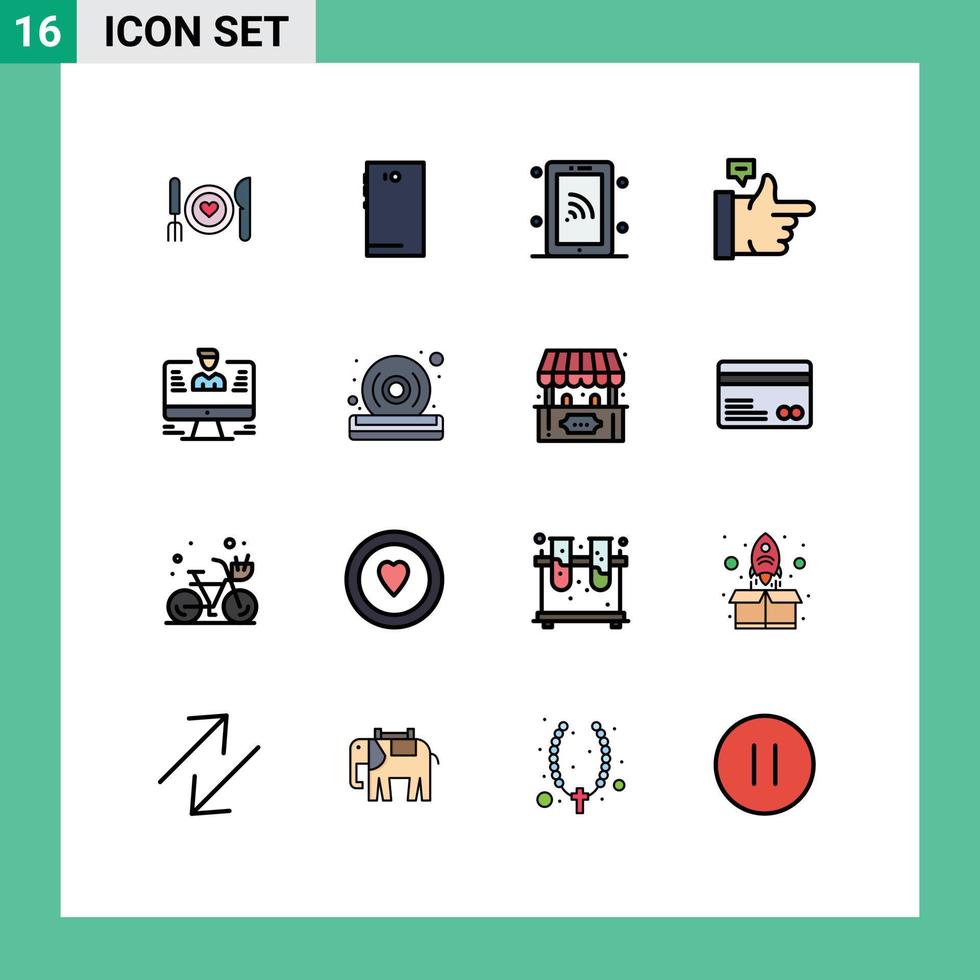 Universal Icon Symbols Group of 16 Modern Flat Color Filled Lines of user like camera bubble technology Editable Creative Vector Design Elements