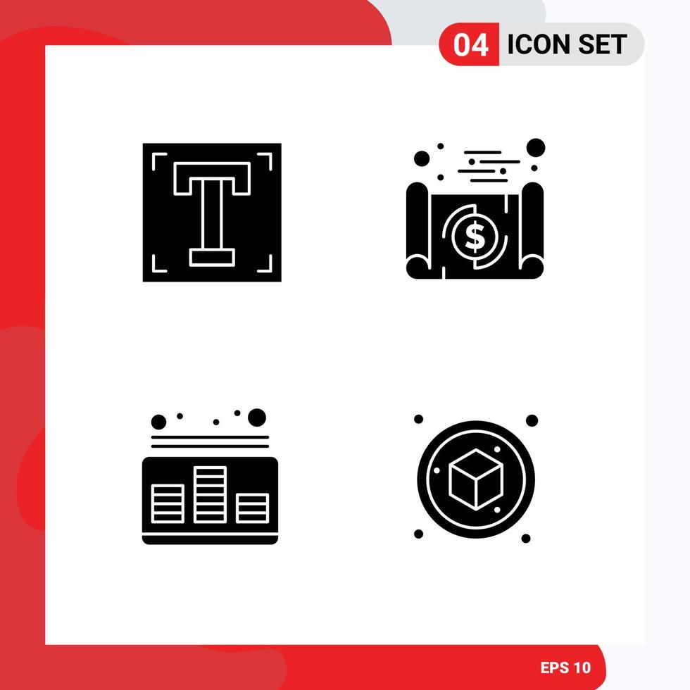 Modern Set of 4 Solid Glyphs and symbols such as designer travel program document control Editable Vector Design Elements