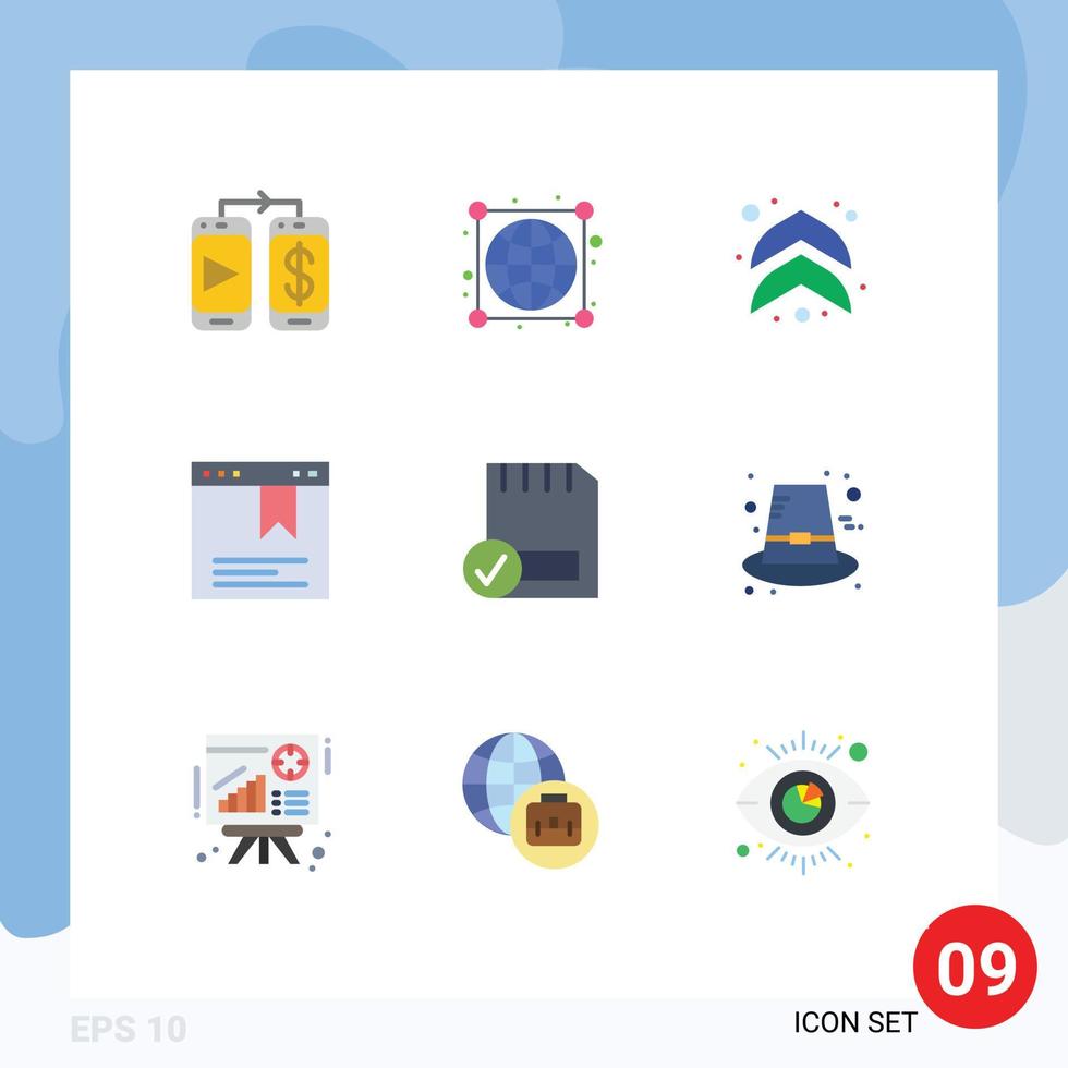 Pictogram Set of 9 Simple Flat Colors of hardware connected arrows computers website Editable Vector Design Elements